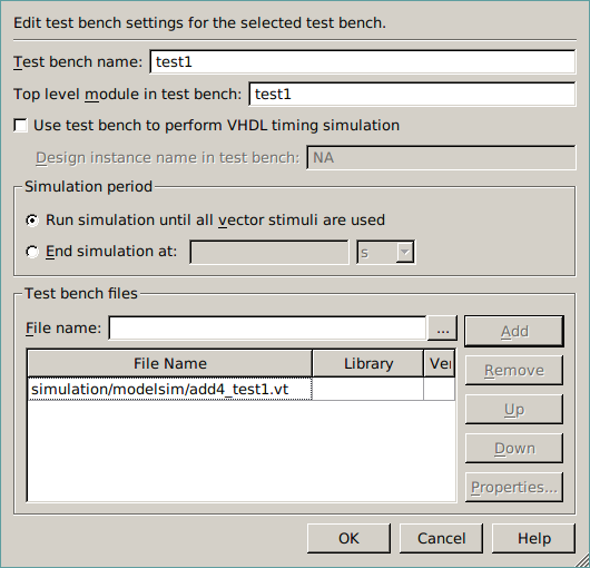Setting Testbench File